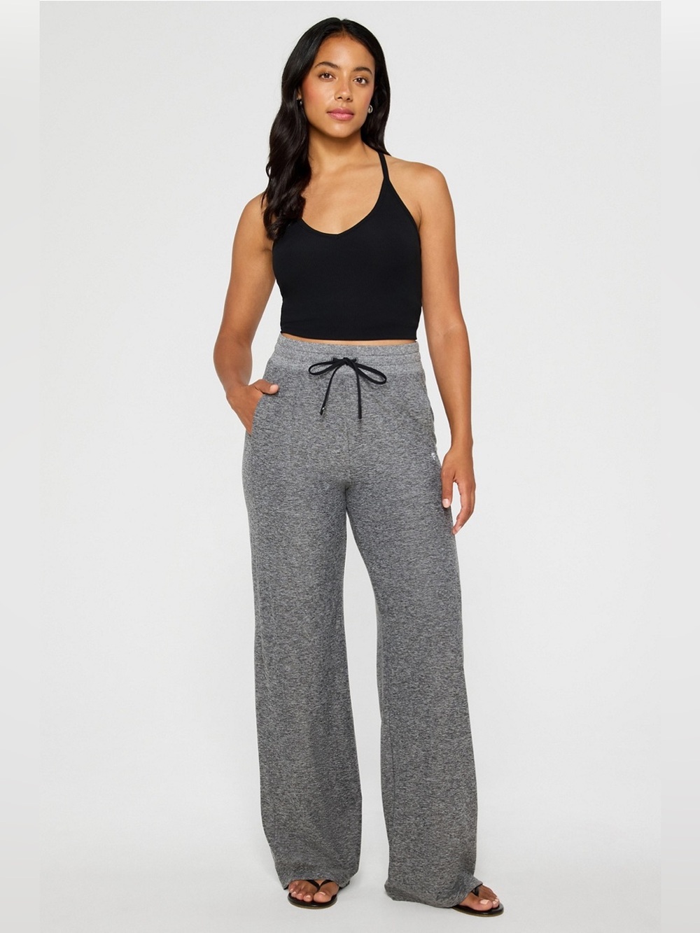 Fabletics Gray Wide-Leg Drawstring Lounge Pants